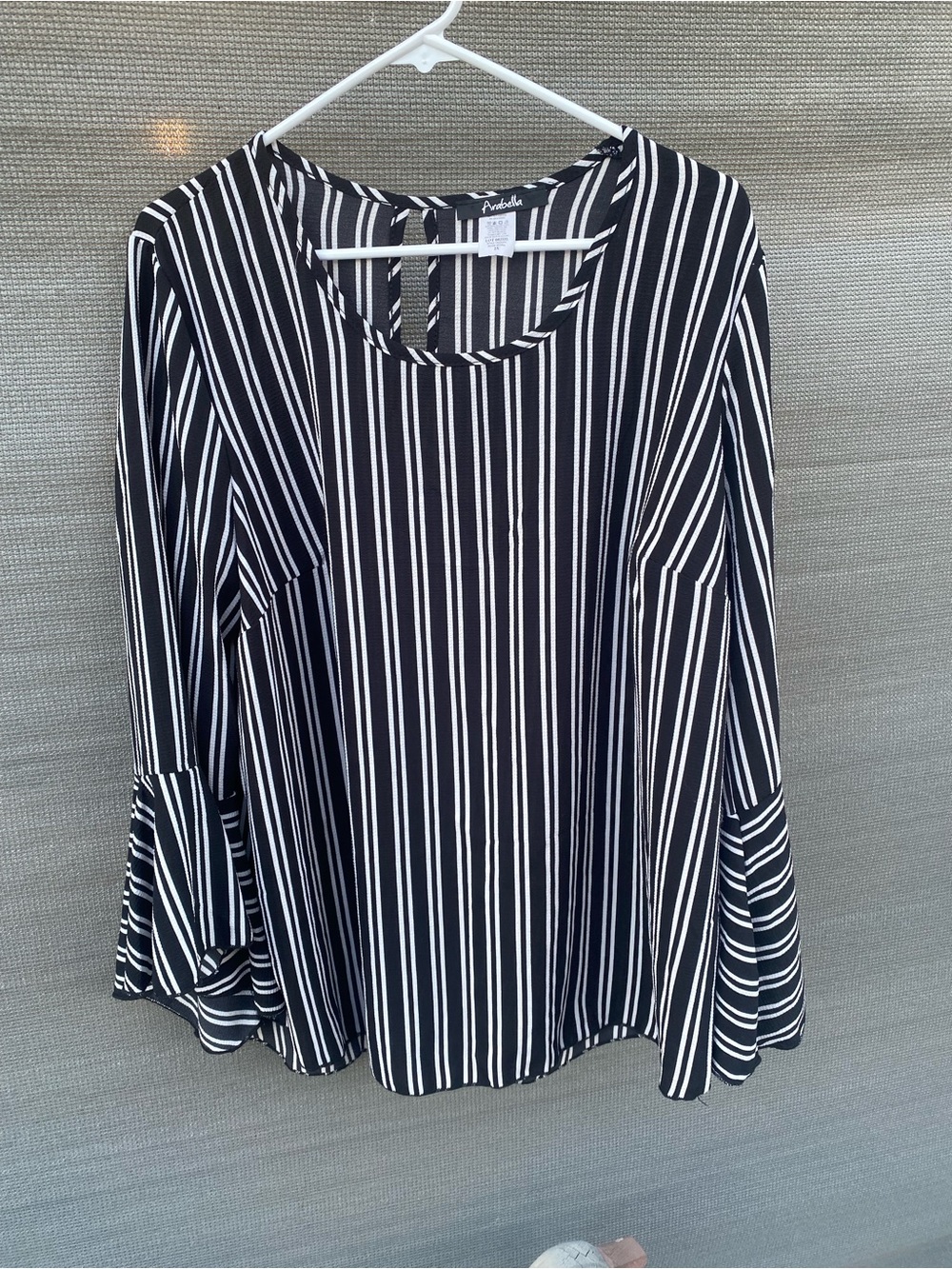 Arabella Black and White Striped Bell Sleeve Top Size 2X